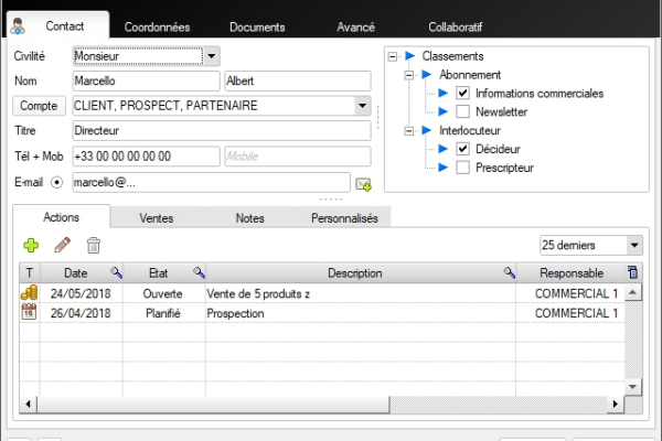 Gestion de contacts