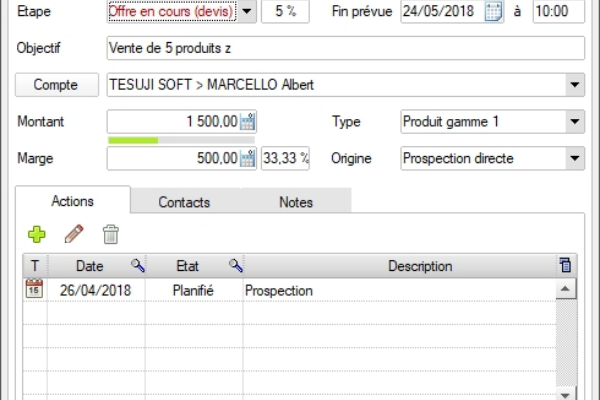 Portefeuille d'affaires et opportunités commerciales